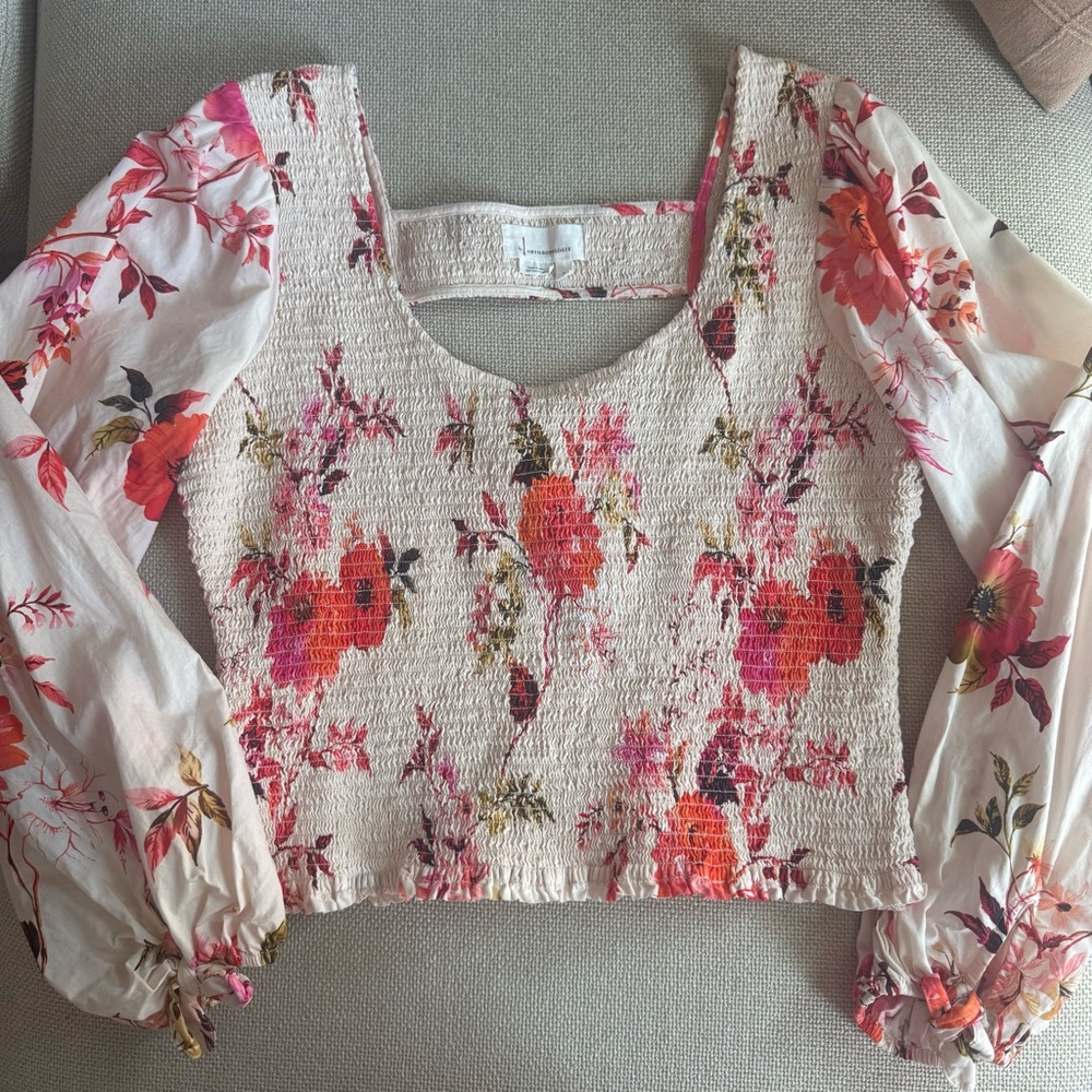 Anthropologie MAEVE Floral smocked top - Picture 4 of 9